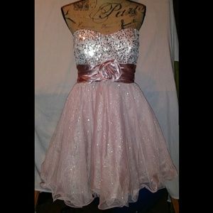 Speechless Rose Color Sequins & Lace Dress